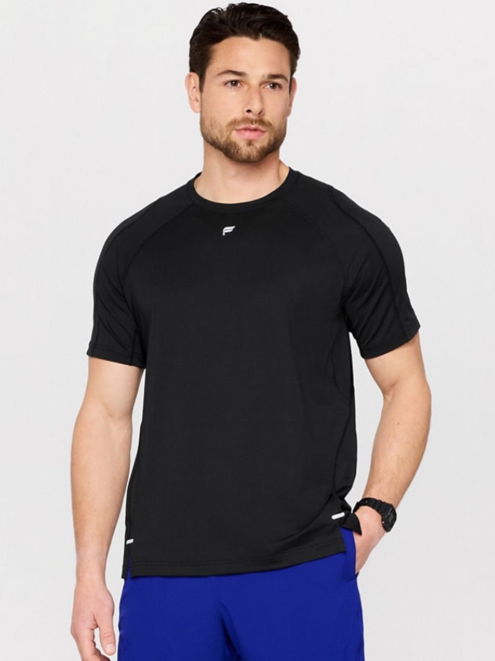 Fabletics Men’s O2 Tee Black T Shirt XLarge XL Short Sleeve Logo Men Top Light
